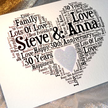 Personalised 30th Wedding Anniversary Love Sparkle Card, 2 of 9