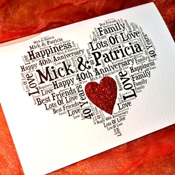 Personalised 40th Wedding Anniversary Love Sparkle Card, 6 of 7