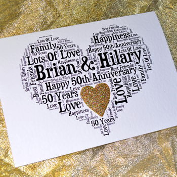 Personalised 50th Wedding Anniversary Love Sparkle Card, 6 of 11