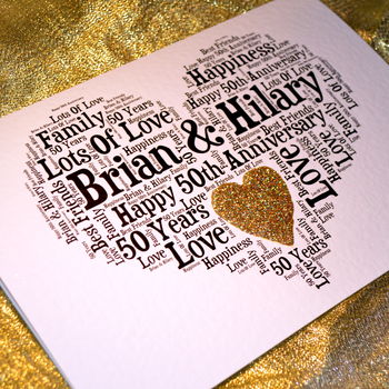 Personalised 50th Wedding Anniversary Love Sparkle Card, 2 of 11