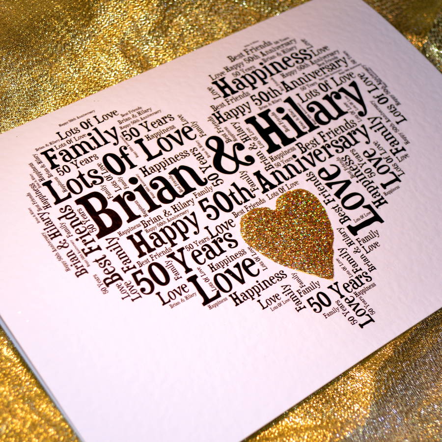 Personalised 50th Wedding Anniversary Love Sparkle Card By Sew Very