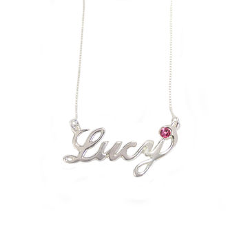 Personalised Name Necklace With Birthstone, 9 of 12