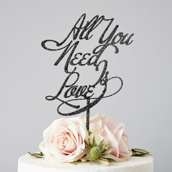 Elegant 'All You Need Is Love' Wedding Cake Topper, 2 of 6