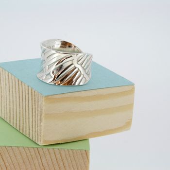 Personalised Wide Textured Silver Ring, 2 of 8