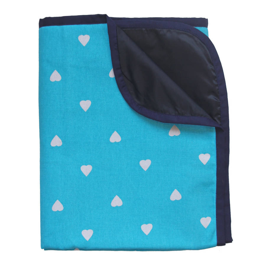 spot hearts waterproof picnic blanket by just a joy