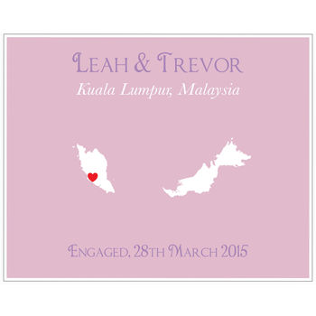 Engaged In Malaysia Personalised Print, 3 of 11
