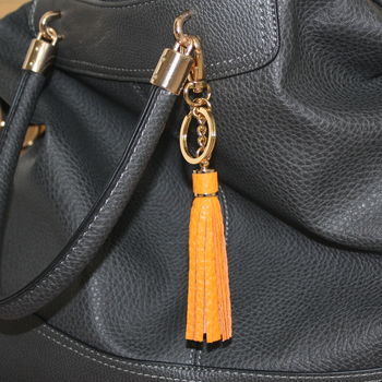 Handmade Leather Tassel Key Ring Charm, 4 of 9