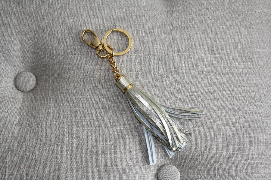 handmade leather tassel key ring charm by diddywear