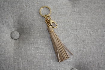 Handmade Leather Tassel Key Ring Charm, 7 of 9