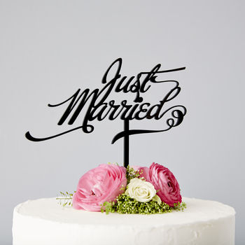 Elegant 'Just Married' Wedding Cake Topper, 2 of 6
