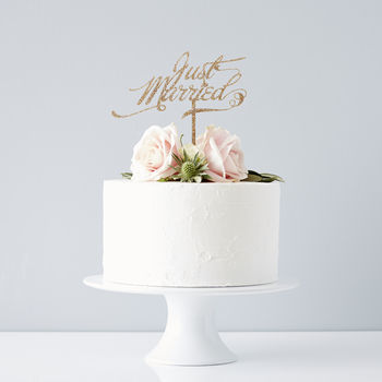 Elegant 'Just Married' Wedding Cake Topper, 5 of 6
