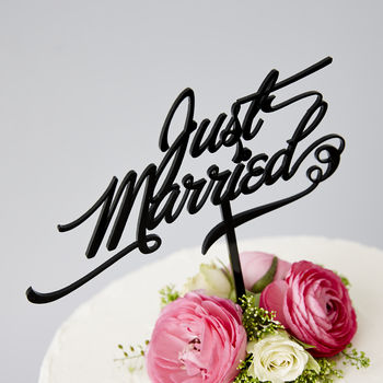 Elegant 'Just Married' Wedding Cake Topper, 6 of 6