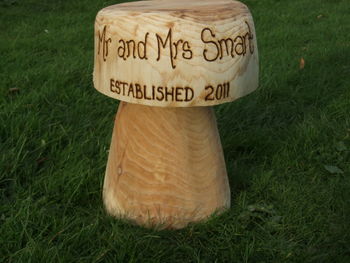 Personalised Wedding Gift Wooden Mushroom Seats, 3 of 3