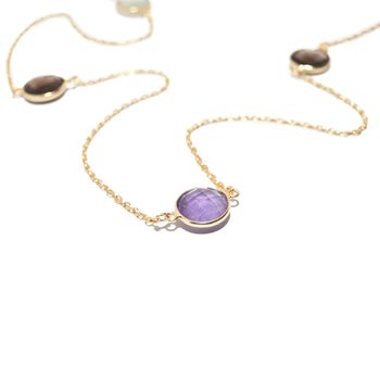 Multistone Gemstone Necklace Long Circular, 2 of 4