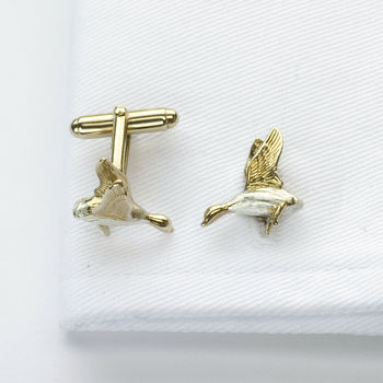 Duck Cufflinks In 18ct Gold And Silver, 2 of 3