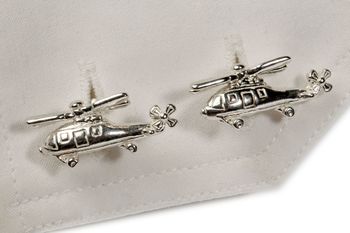 Helicopter Cufflinks In Sterling Silver, 2 of 2