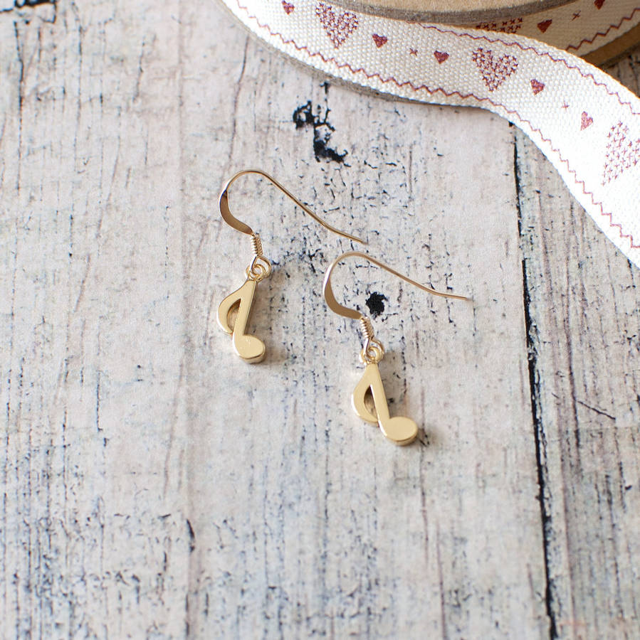 Gold Plated Music Note Earrings By Juju Treasures