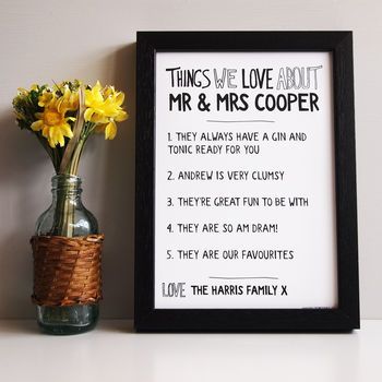 Personalised 'Things We Love About' Wedding Print, 2 of 2