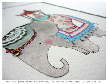 Personalised Girl's Royal Elephant And Rabbit Print, 3 of 9