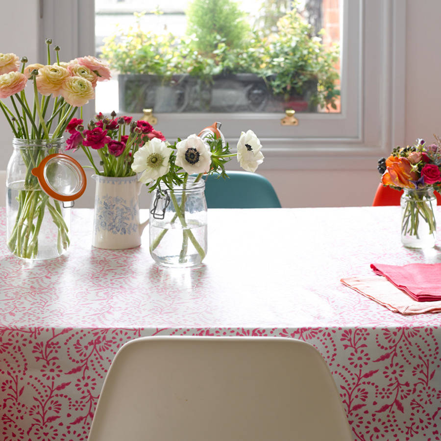 Pink Floral Oilcloth, 1 of 2