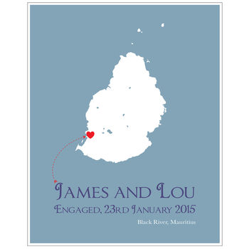 Engaged In Mauritius Personalised Print, 8 of 11