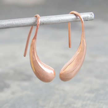 Curved Teardrop Rose Gold Plated Silver Bean Earrings, 5 of 9