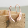 Curved Teardrop Rose Gold Plated Silver Bean Earrings, thumbnail 3 of 9