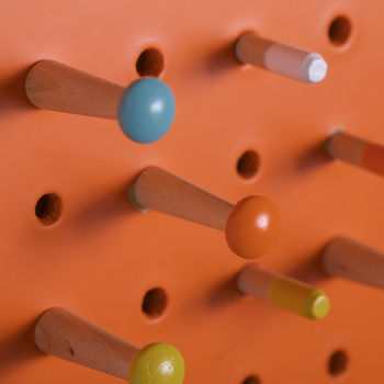 Orange Pegboard With Wooden Pegs, Large By Block Design ...