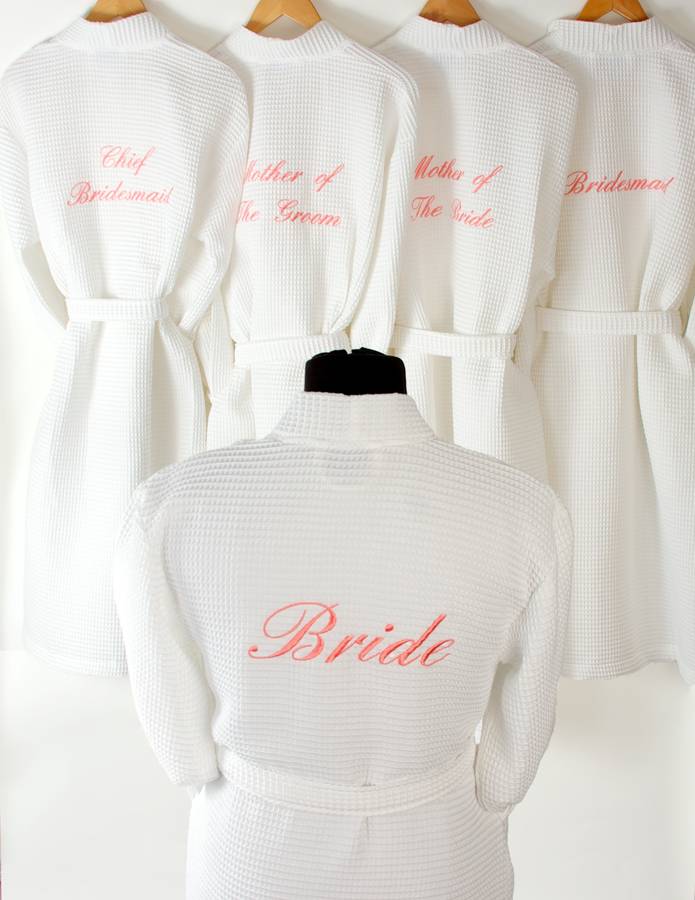 personalised bridal waffle bathrobes by duncan stewart