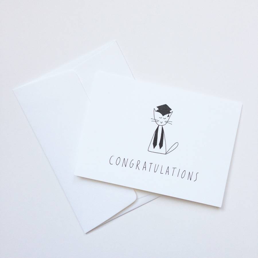 Hand Illustrated 'Congratulations' Graduation Cat Card By linseymouse ...