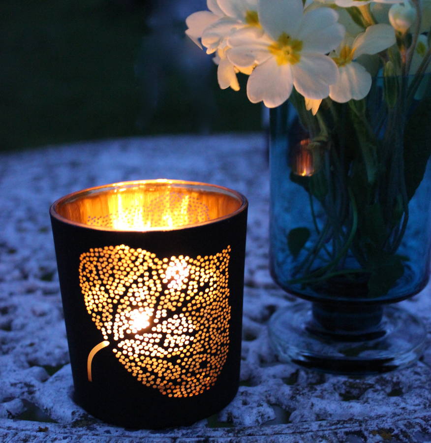 gold and black tea light holder by the forest & co