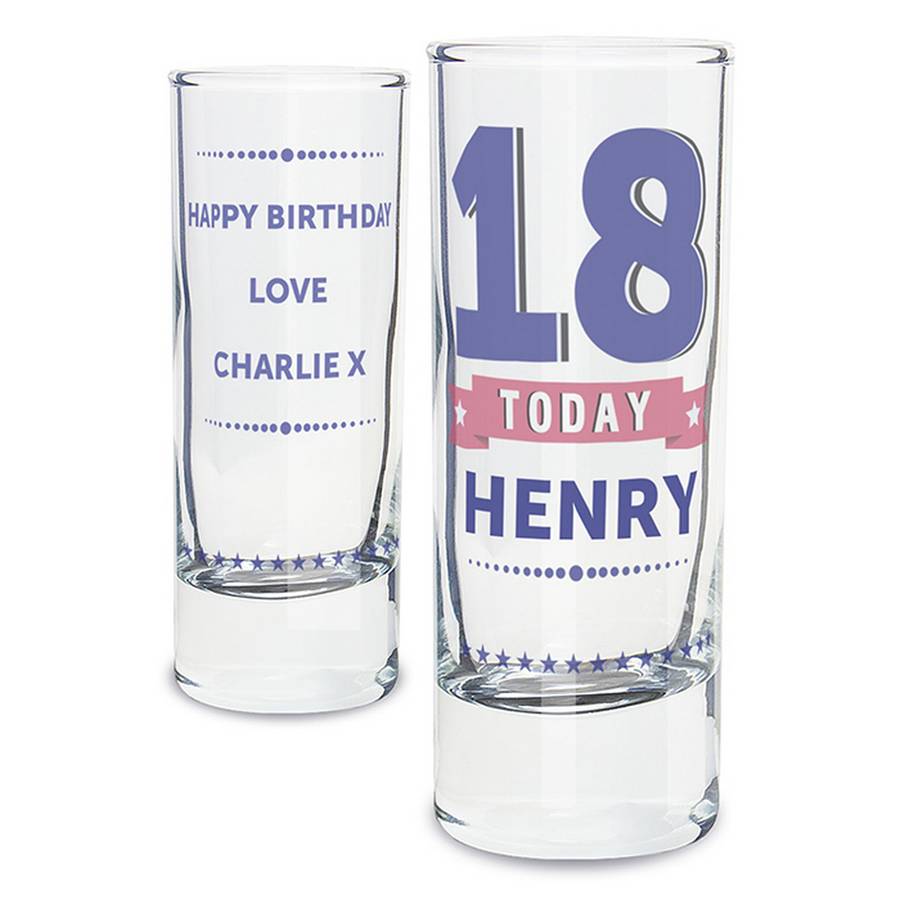 18th Birthday Personalised Shot Glass By Chalk And Cheese Candles And