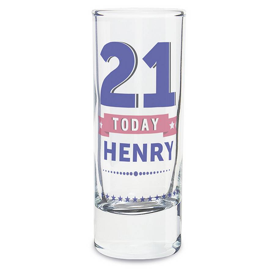 21st Birthday Personalised Shot Glass For Him By Chalk And Cheese Candles And Wax Melts 2146