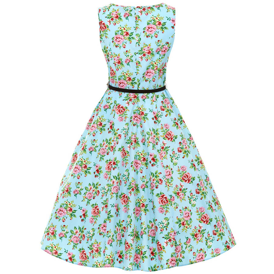 1950s Vintage Style Summer Floral Print Hepburn Dress By Lady Vintage ...