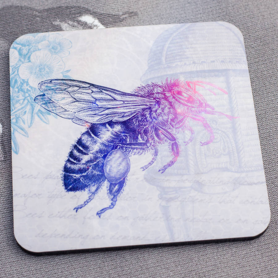 Vintage Decoupage Bumblebee Coasters Set Of Four By Totes Amaze
