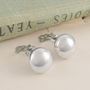 Domed Silver Half Ball Clip On Earrings, thumbnail 1 of 6