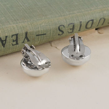 Domed Silver Half Ball Clip On Earrings, 2 of 6