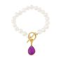 Mustique White Pearl Bracelet With Gemstone Drop, thumbnail 1 of 4