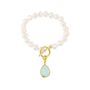 Mustique White Pearl Bracelet With Gemstone Drop, thumbnail 2 of 4