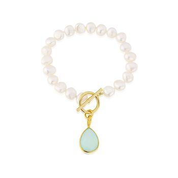 Mustique White Pearl Bracelet With Gemstone Drop, 2 of 4