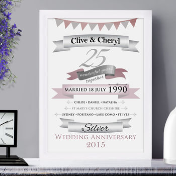 Personalised Silver Anniversary Typographic Art, 2 of 5