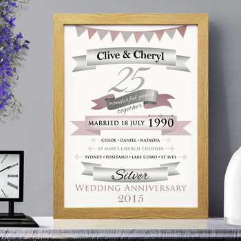 Personalised Silver Anniversary Typographic Art, 3 of 5