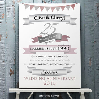 Personalised Silver Anniversary Typographic Art, 4 of 5