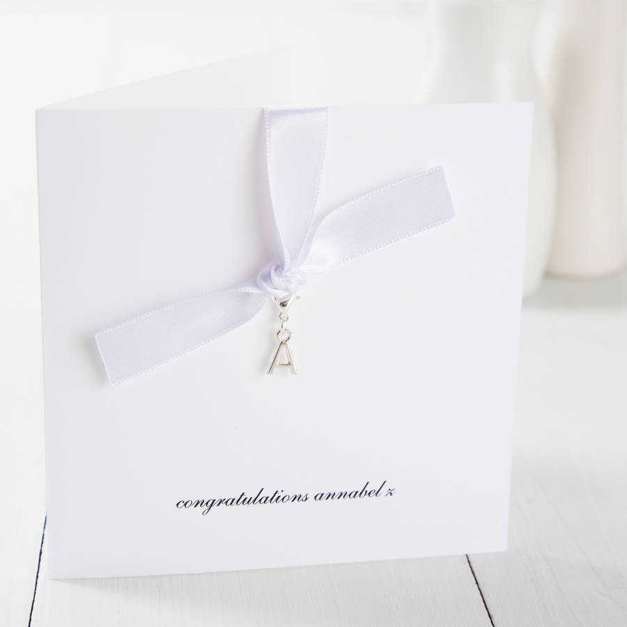 Personalised Silver Plated Initial Charm Card, 1 of 5