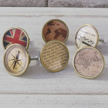 Vintage Style Maps Compass Cupboard Knobs, 2 of 10
