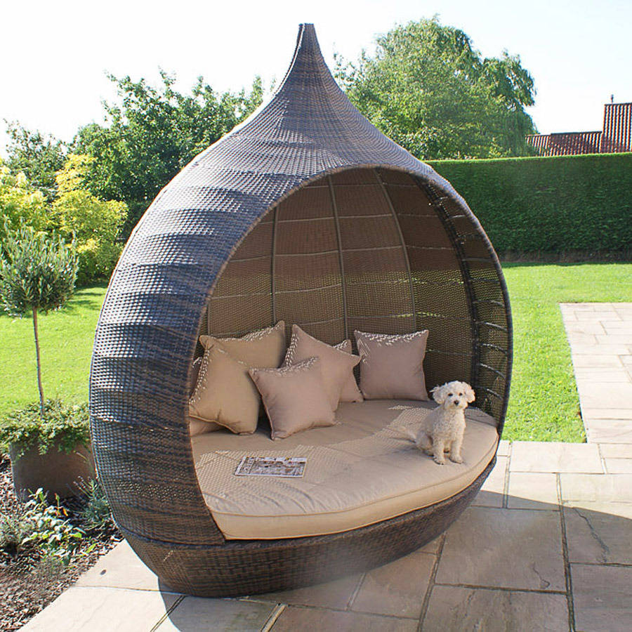 Rattan Pear Daybed In Brown Or Grey By Out There Exteriors