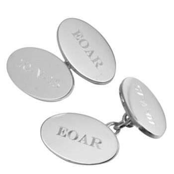 Classic Silver Oval Chain Cufflinks, 2 of 7