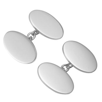 Classic Silver Oval Chain Cufflinks, 3 of 7