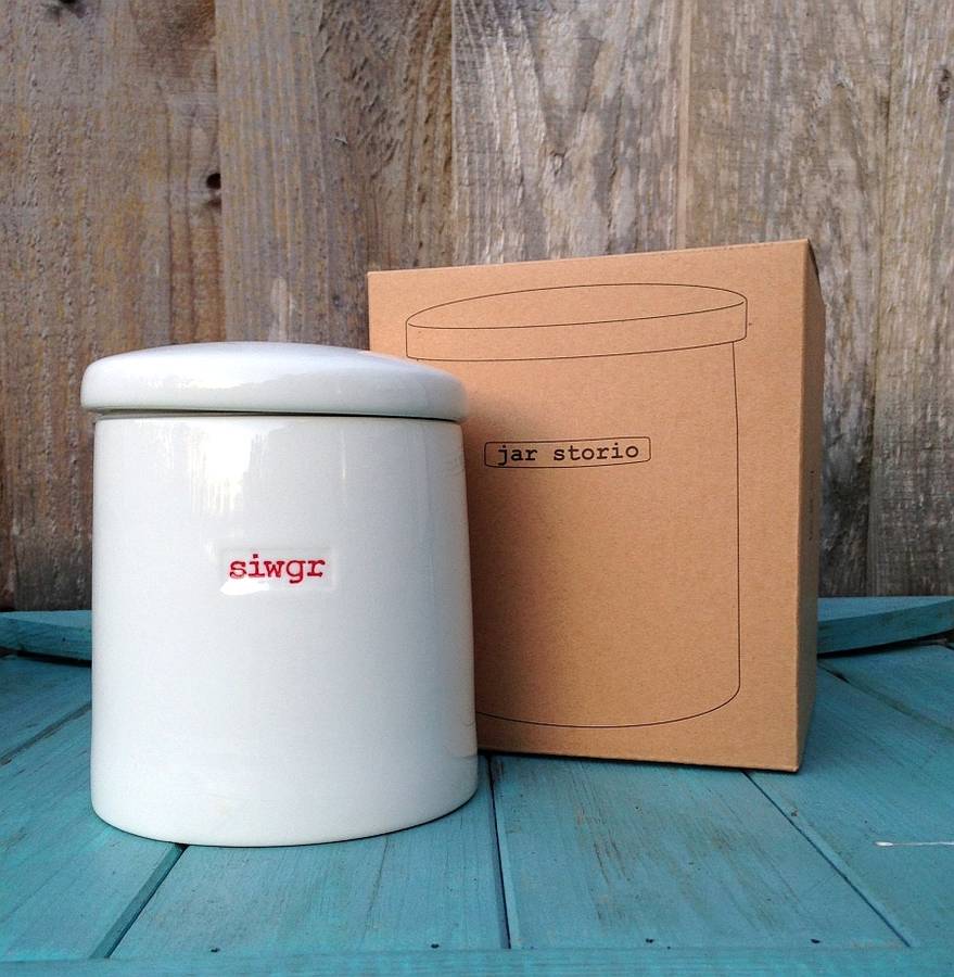 'siwgr' sugar storage jar by bodlon