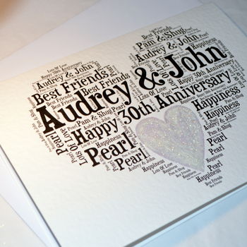 Personalised 30th Wedding Anniversary Love Sparkle Card, 5 of 9